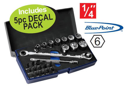 Snap-on Blue XXMAR214 1/4" Bit & Ratchet Kit (25pc) Includes 5pc DECAL PACK