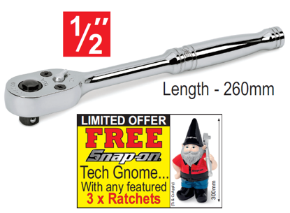 Snap-on XXJUL210 1/2" Standard Grip Quick Release - FREE Snap-on Tech Gnome with purchase of 3 featured racthets