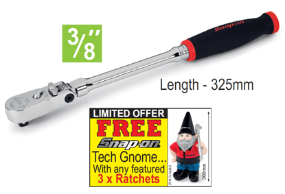 Snap-on XXJUL223 3/8" Soft Grip Locking FlexHead - FREE Snap-on Tech Gnome with purchase of 3 featured racthets