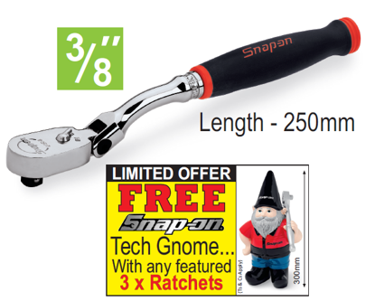 Snap-on XXJUL215 3/8" Offset FlexHead Soft Grip - FREE Snap-on Tech Gnome with purchase of 3 featured racthets