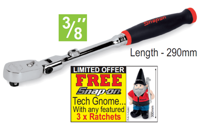 Snap-on XXJUL217 3/8" Soft Grip FlexHead Locking - FREE Snap-on Tech Gnome with purchase of 3 featured racthets