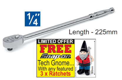 Snap-on XXJUL220 1/4" X-Long Standard Grip - FREE Snap-on Tech Gnome with purchase of 3 featured racthets