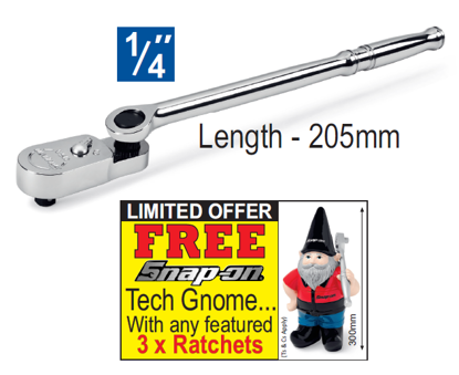 Snap-on XXJUL222 1/4" Multi Position Standard Grip - FREE Snap-on Tech Gnome with purchase of 3 featured racthets