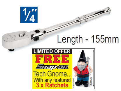 Snap-on XXJUL226 1/4" Standard Grip FlexHead - FREE Snap-on Tech Gnome with purchase of 3 featured racthets