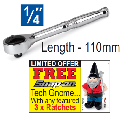 Snap-on XXJUL230 1/4" Round Head Standard Grip - FREE Snap-on Tech Gnome with purchase of 3 featured racthets