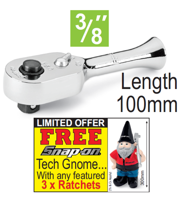 Snap-on XXJUL236 3/8" Stubby Quick Release - FREE Snap-on Tech Gnome with purchase of 3 featured racthets