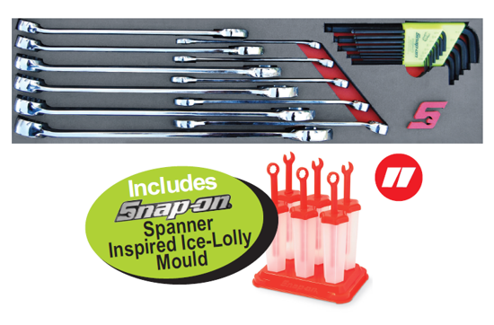 Snap-on XXAUG212 24pc IMPERIAL Combination Spanner Set in Foam Control Insert Includes Spanner Inspired Ice-Lolly Mould