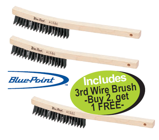 Snap-on Blue XXAUG203 Curved Scratch Brush Includes 3rd Wire Brush-Buy 2, get 1 FREE