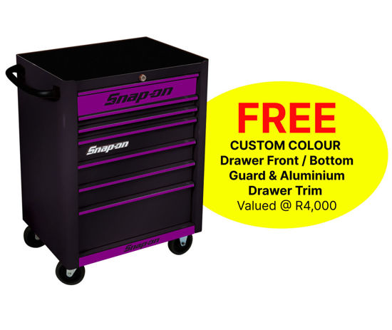 Snap-on KRA2007KZUBC-LP 7 Drawer Standard Black Roll Cab with FREE Purple Fronts and Purple Aluminium Trim