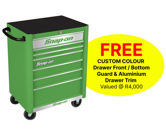 Snap-on KRA2007KZUEC-S 7 Drawer Standard Extreeme Green Roll Cab with FREE Chrome Fronts and Chrome Aluminium Trim