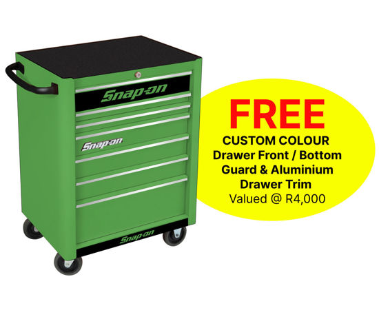 Snap-on KRA2007KZUEC-B 7 Drawer Standard Extreeme Green Roll Cab with FREE Black Fronts and Chrome Aluminium Trim