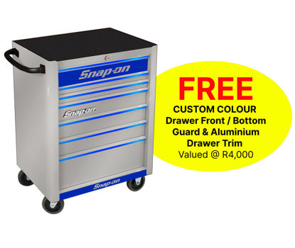 Snap-on KRA2007KZUAU-U 7 Drawer Standard Arctic Silver Roll Cab with FREE Blue Fronts and Blue Aluminium Trim