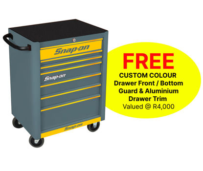 Snap-on KRA2007KZUSY-Y 7 Drawer Standard Storm Grey Roll Cab with FREE Yellow Fronts and Yellow Aluminium Trim