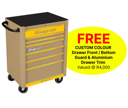 Snap-on KRA2007KZUTY-Y 7 Drawer Standard Combat Tan Roll Cab with FREE Yellow Fronts and Yellow Aluminium Trim