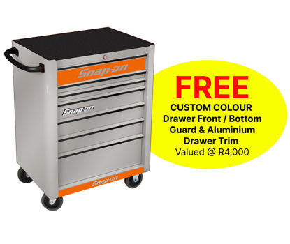 Snap-on KRA2007KZUAB-O 7 Drawer Standard Arctic Silver Roll Cab with FREE Orange Fronts and Black Aluminium Trim