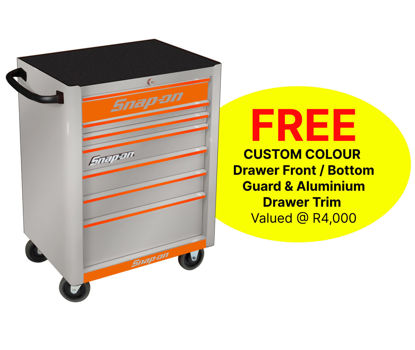 Snap-on KRA2007KZUSO-O 7 Drawer Standard Storm Grey Roll Cab with FREE Ornage Fronts and Orange Aluminium Trim