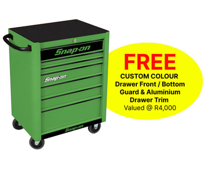 Snap-on KRA2007KZUEB-B 7 Drawer Standard Extreeme Green Roll Cab with FREE Black Fronts and Black Aluminium Trim