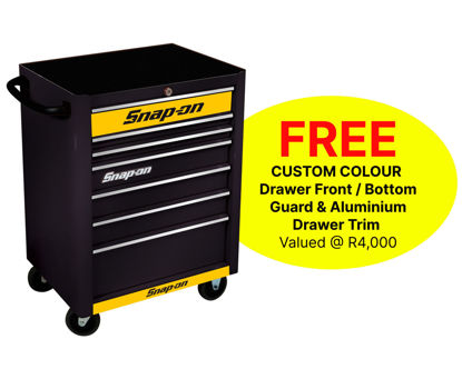Snap-on KRA2007KZUBC-Y 7 Drawer Standard Black Roll Cab with FREE Yellow Fronts and Chrome Aluminium Trim