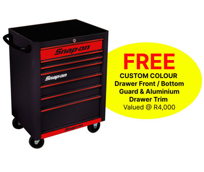 Snap-on KRA2007KZUBR-R 7 Drawer Standard Black Roll Cab with FREE Red Fronts and Red Aluminium Trim