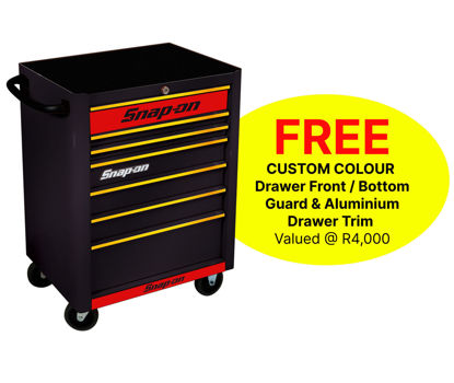 Snap-on KRA2007KZUBY-R 7 Drawer Standard Black Roll Cab with FREE Red Fronts and Yellow Aluminium Trim