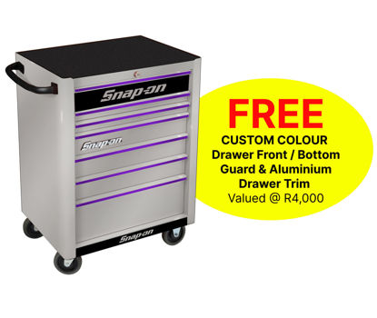 Snap-on KRA2007KZUSP-B 7 Drawer Standard Storm Grey Roll Cab with FREE Black Fronts and Purple Aluminium Trim