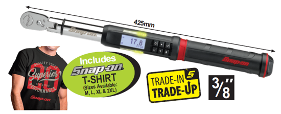 Snap-on XXOCT214 3/8 TechAngleTM Torque Wrench/Battery Charger Plus Includes Snap-on Booster Cable Set Includes T-SHIRT (Sizes Available: M, L, XL & 2XL)