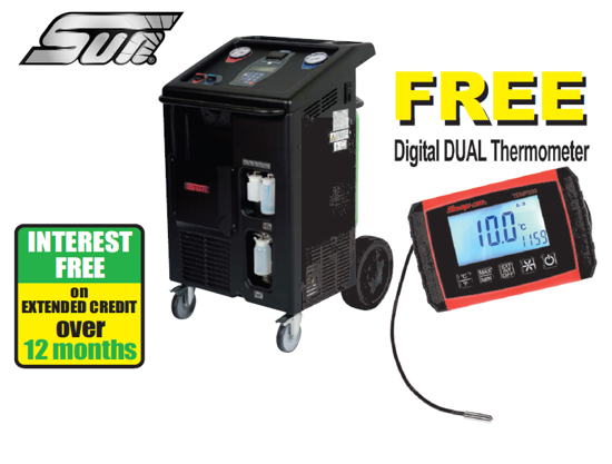 Sun EEACEU118C TRUCK & BUS Fully Automatic AirCon Station R134a includes Digital DUAL Thermometer