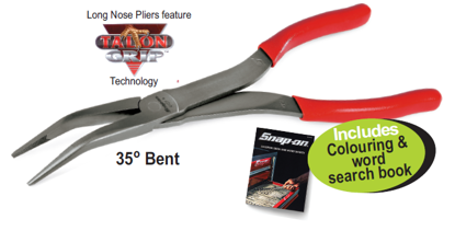 Snap-on XXNOV211 Long Reach (270mm) Heavy Duty Bent Long Nose Plier Includes Colouring & word search book