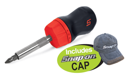 Snap-on XXNOV202 Stubby Ratcheting Screwdriver Includes Snap-on CAP