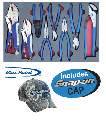 Snap-on Blue 8pc Plier Set in Foam Insert with Snap-on Cap – Versatile and Durable