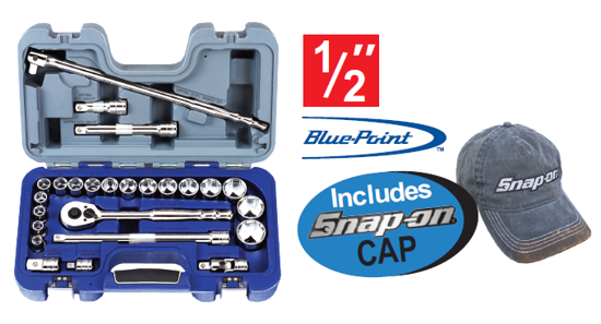 XXDEC209 Snap-on Blue 1/2" Socket & Accessories Set with Snap-on Cap – Compact and Versatile