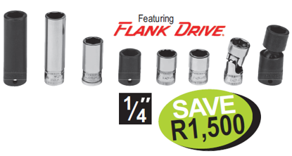 Get the Snap-on XXJUNE207 1/4" 10mm Essential Socket Set featuring innovative Flank Drive and Flank Drive Xtra technology for up to 50% more turning power. Includes a variety of deep, shallow, universal, and swivel impact sockets made from high-quality alloy steel.