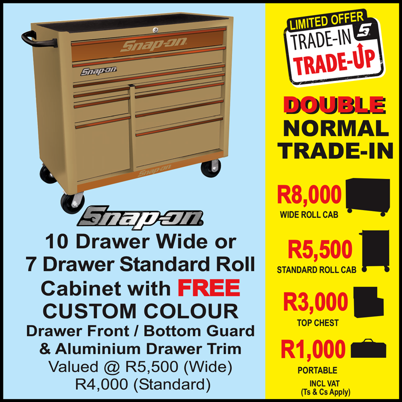 Snap-on 10 Drawer Wide or 7 Drawer Standard Roll cab with FREE custom Colour Drawer Gaurds