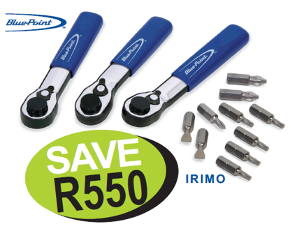 XXAPR205 Ratcheting Handle & Screwdriver Bit set in Foam